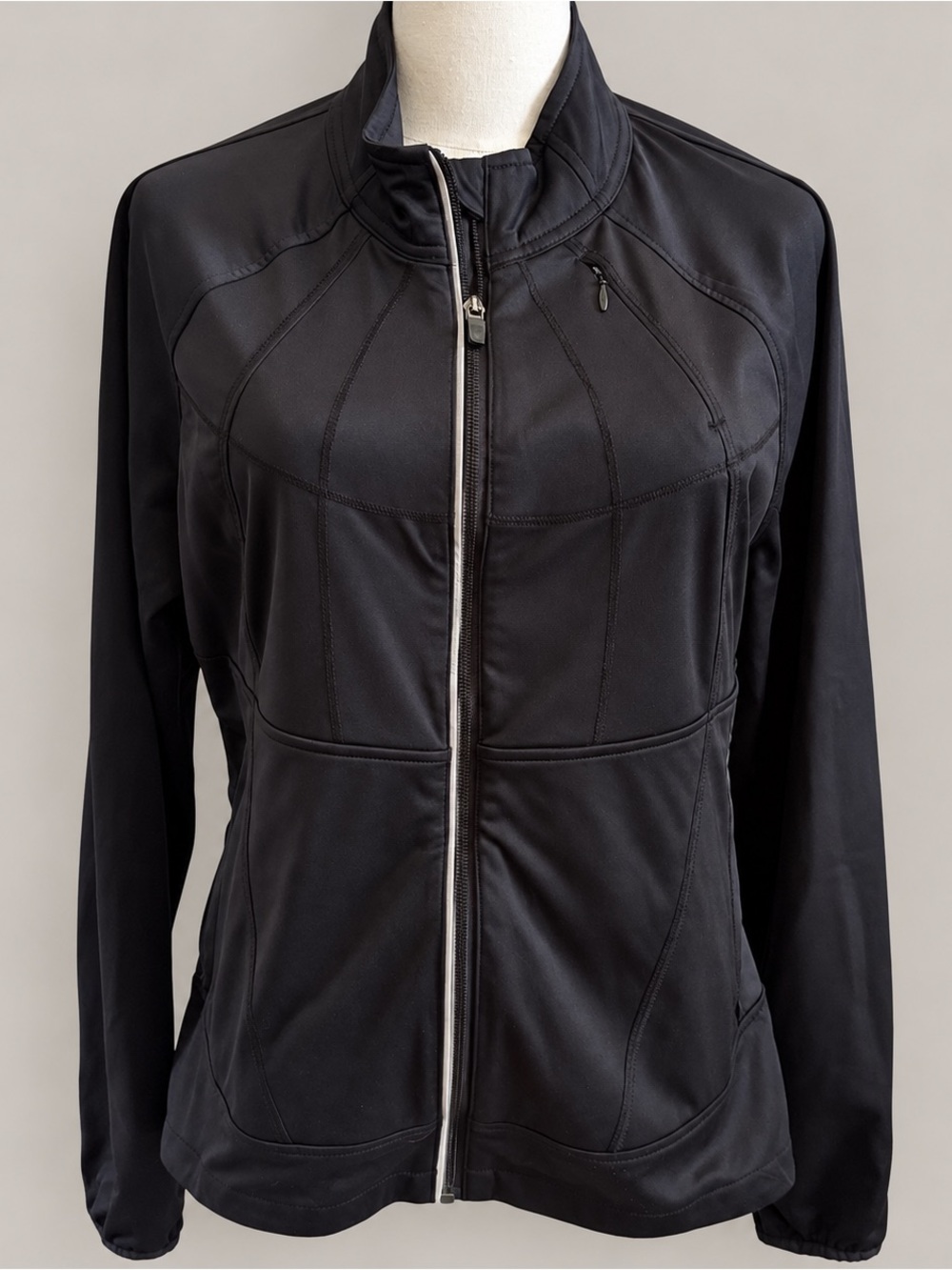 Athleta Full Zip Jacket Womens L Black Thumbholes Workout Athleisure